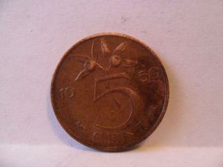1950 Netherlands 5 Cent Coin photo