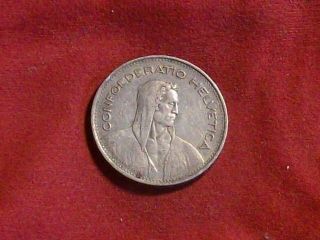 Switzerland 1939 Silver 5 Franc.  Grade. photo