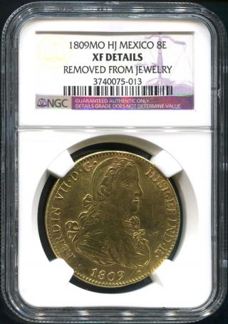 1809mo Hj Mexico Gold 8 Escudos Ngc Xf Details Removed From Jewelry Coin photo