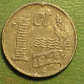 Netherland - Holland 1943 World War 2 - - 1 Cent Zinc Good Grade Coin 1090 photo