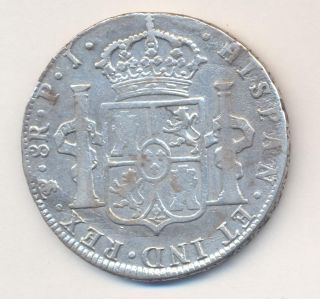Bolivia Potosi 1808 Pj 8 Reales Carolus Iiii Silver Crown Spain Colonial photo