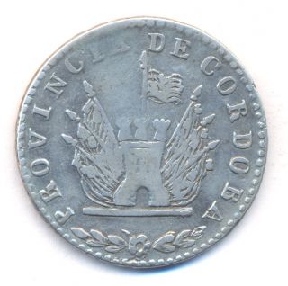 Cordoba 4 Reales 1851 Silver Argentina Rare Grade photo