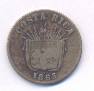 1865 Costa Rica Rare 1 Centavo 1865 Km 109 Only 33,  000 Minted Central America photo