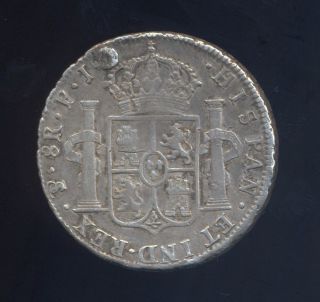 Potosi Bolivia 8 Reales 1822 Pj Ferdin Vii Spain Colonial Silver Crown photo