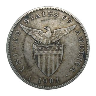 U.  S.  Philippines 1904 - S One Peso 90% Silver Coin,  San Francisco,  U.  S.  A. photo