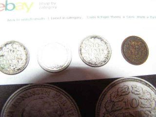 1936 1938 1941 Netherlands Silver 10 Cents World War Ii Coin + 1936 1/2 Cent photo