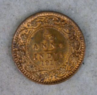 British India 1/12 Anna 1917 Red Bu Coin (cyber 652) photo