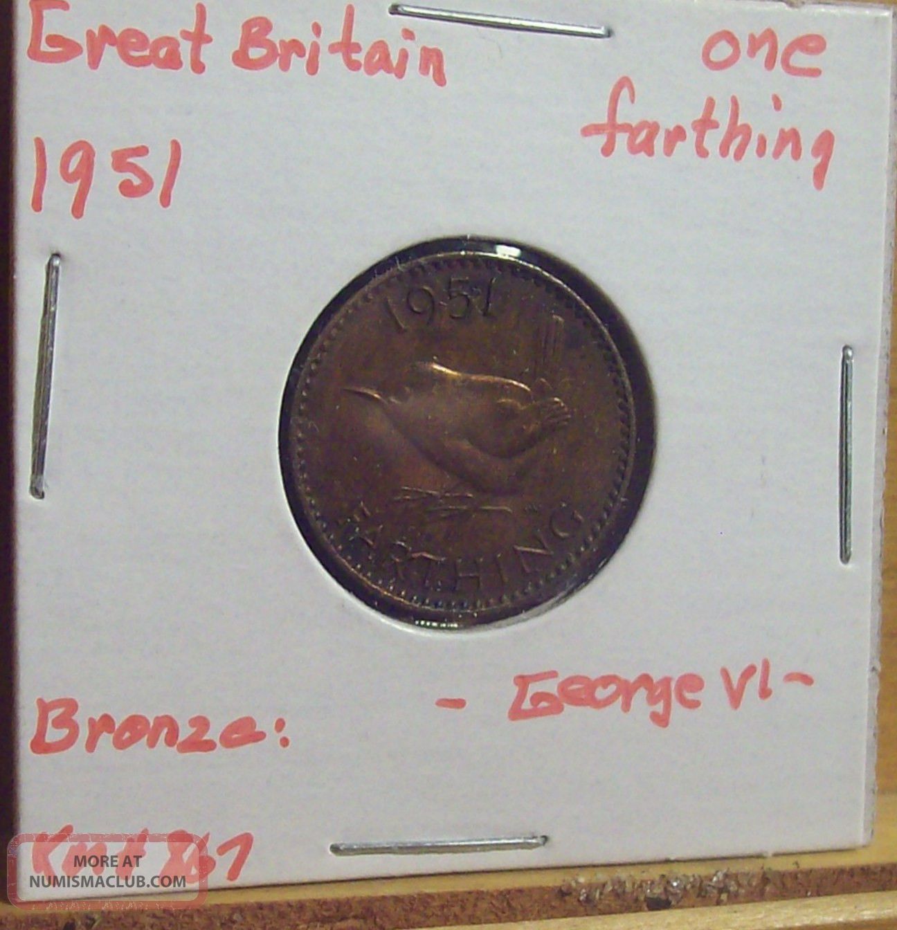 Km 867 One 1951 Great Britain British Farthing Coin Bird Coin Look& Bid Buy Now UK (Great Britain) photo