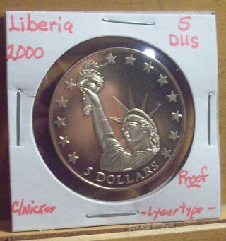 Proof Liberia - 5 Dollars - 2000 - Discovery Of America One Year Type Co/ni Buy photo