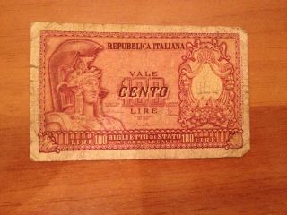 100 Cento Lire 1951 Vale Italia photo