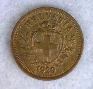 Switzerland 1 Rappen 1920 Toned Unc Swiss Coin (cyber 1326) photo