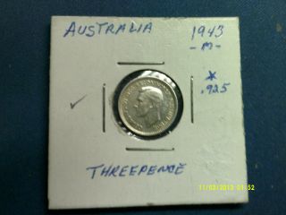 Australia Threepence Silver Coin.  925 1943 Km37 Bu photo