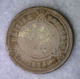 British Honduras 25 Cents 1894 Silver Coin (cyber 352) photo