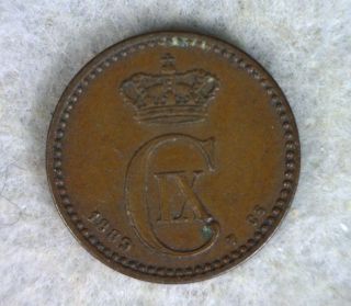 Denmark 1 Ore 1889 Very Fine Danish Coin (cyber 59) photo