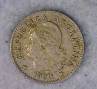 Argentina 5 Centavos 1920 Very Fine Coin (cyber 843) photo