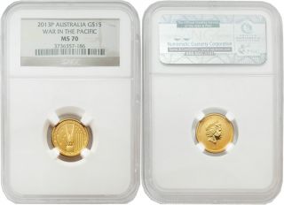 Australia 2013 War In The Pacific $15 Gold Ngc Ms70 photo