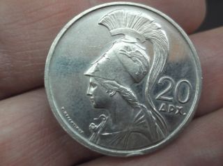Greece 20 Drachma 1973 B Unc Coin With Head Of Goddess Athena Griechenland Grece photo