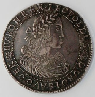 Hungary 1660 Leopold Broad Silver Thaler Ngc Au53 photo