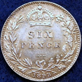 1893 Choice Km - 779 Great Britain Six Pence photo