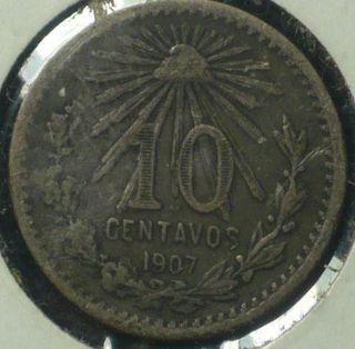 1907 Mexico 10 Silver Centavos photo