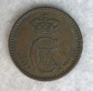 Denmark 1 Ore 1897 Very Fine Danish Coin (cyber 797) photo