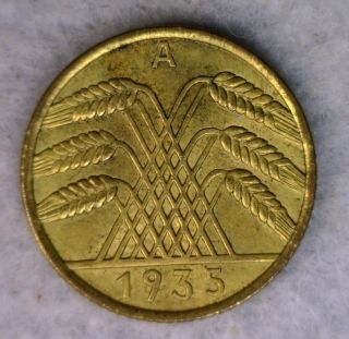 Germany 10 Pfennig 1935 A Bu German Coin (cyber 150) photo