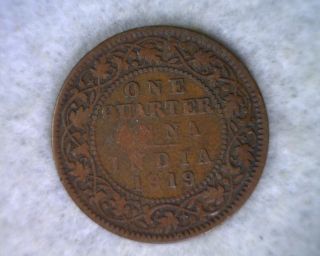 British India 1/4 Anna 1919 Fine Coin (cyber 724) photo