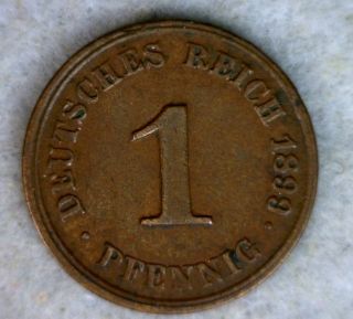 Germany 1 Pfennig 1899 J Very Fine+ German Coin (cyber 260) photo