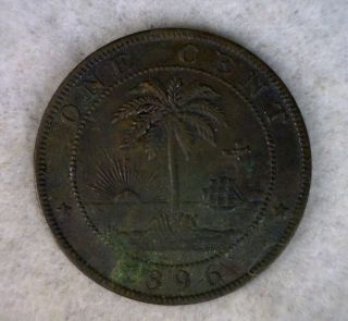 Liberia 1 Cent 1896 Very Fine Coin (cyber 135) photo