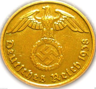 ♡ Germany - German Third Reich 1938d 2 Reichspfennig Coin W/ Swastika - Ww 2 Rare photo