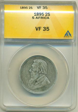 South Africa 1895 2 Shillings Anacs Vf35 Insured Post photo