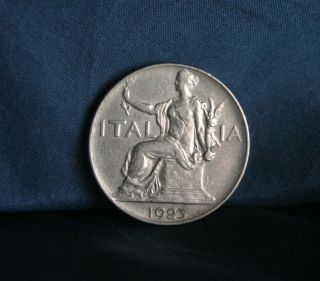 Italy 1923 Lira Nickel World Coin Km62 Seated Female Orb Vittorio Emanuele Iii photo
