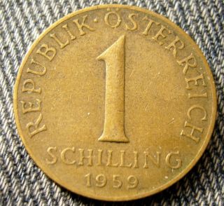 1959 Austria 1 Schilling Coin photo