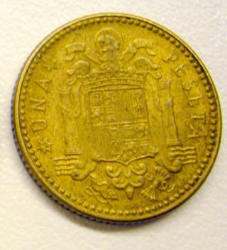 1947/53 Spain Una Peseta Coin photo