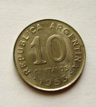 1953 Argentina 10 Centavos photo