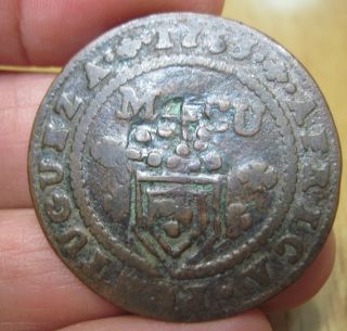 1763 Portuguese Angola 1/4 Macuta (crown) Countermark - - - Colonies - - - photo