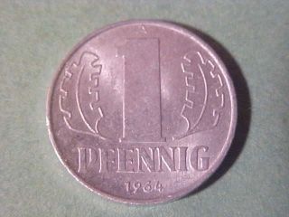 Coin Of The World 1964a Germany Dr One Pfenning Km - 8.  1 photo