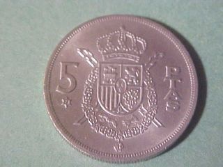Coin Of The World 1975 (78) Spain Five Pesetas Km - 807 Unc photo