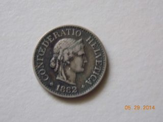 1882 Switzerland Silver 10 Rappen In Fine Or Better photo