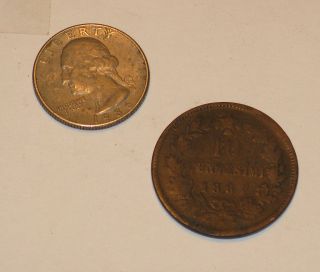 1867 - H Or N (i Think) 10 Centesimi (italy/italian) Copper Coin photo