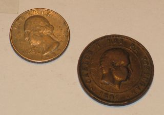 1891 20 Reis (portugal) Bronze Coin photo