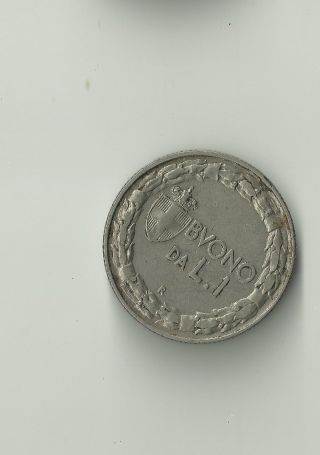 1922 Italy 1 Lira Coin Nickel,  Km 62,  (y65) Bvono Da L.  1 Coin 1st Yr Issue photo