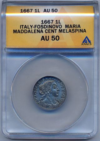 1667 Italy - Fosdinovo Maria Maddalena Cent Melaspina 1l Silver Anacs Au50 photo