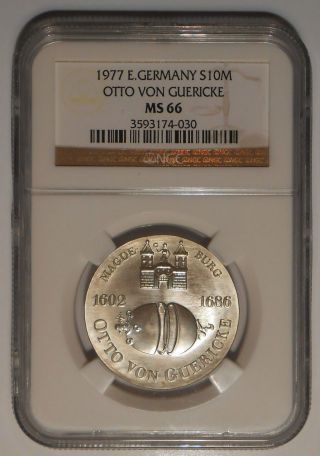 East Germany 1977 10 Mark Otto Von Guericke Ngc Ms 66 photo