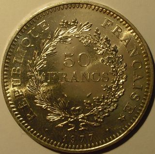France 50 Francs,  1977 Silver Bu photo