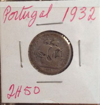 1932 Portuguese Silver Coin 2$50 2 Escudos E Meio (very Rare Coin) photo
