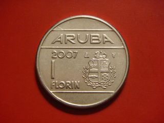 Aruba 1 Florin,  2007 Coin.  Queen Beatrix photo