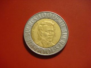 Ecuador 1000 Sucres,  1996 Coin.  Eugenio Espejo photo