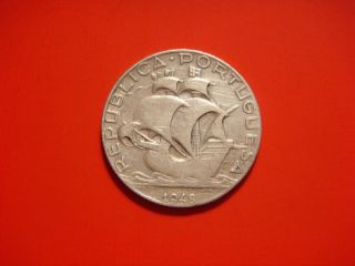Portugal 2 - 1/2 Escudos,  1948 Silver Coin.  Ship photo