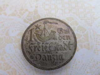 Poland Danzig 1 Gulden 1923 Vf/xf Patina. photo
